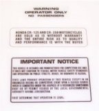 1978-79 CR125 Warning Decal Set