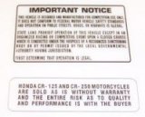 1976 Cr125 Warning Decal Set